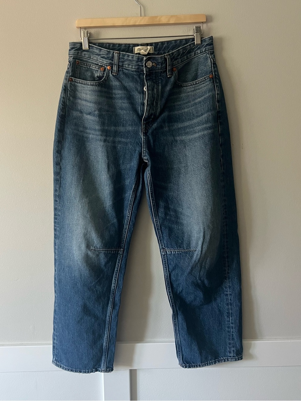 Madewell The Darted Barrel-Leg Jeans Medium Wash Denim Size 27
